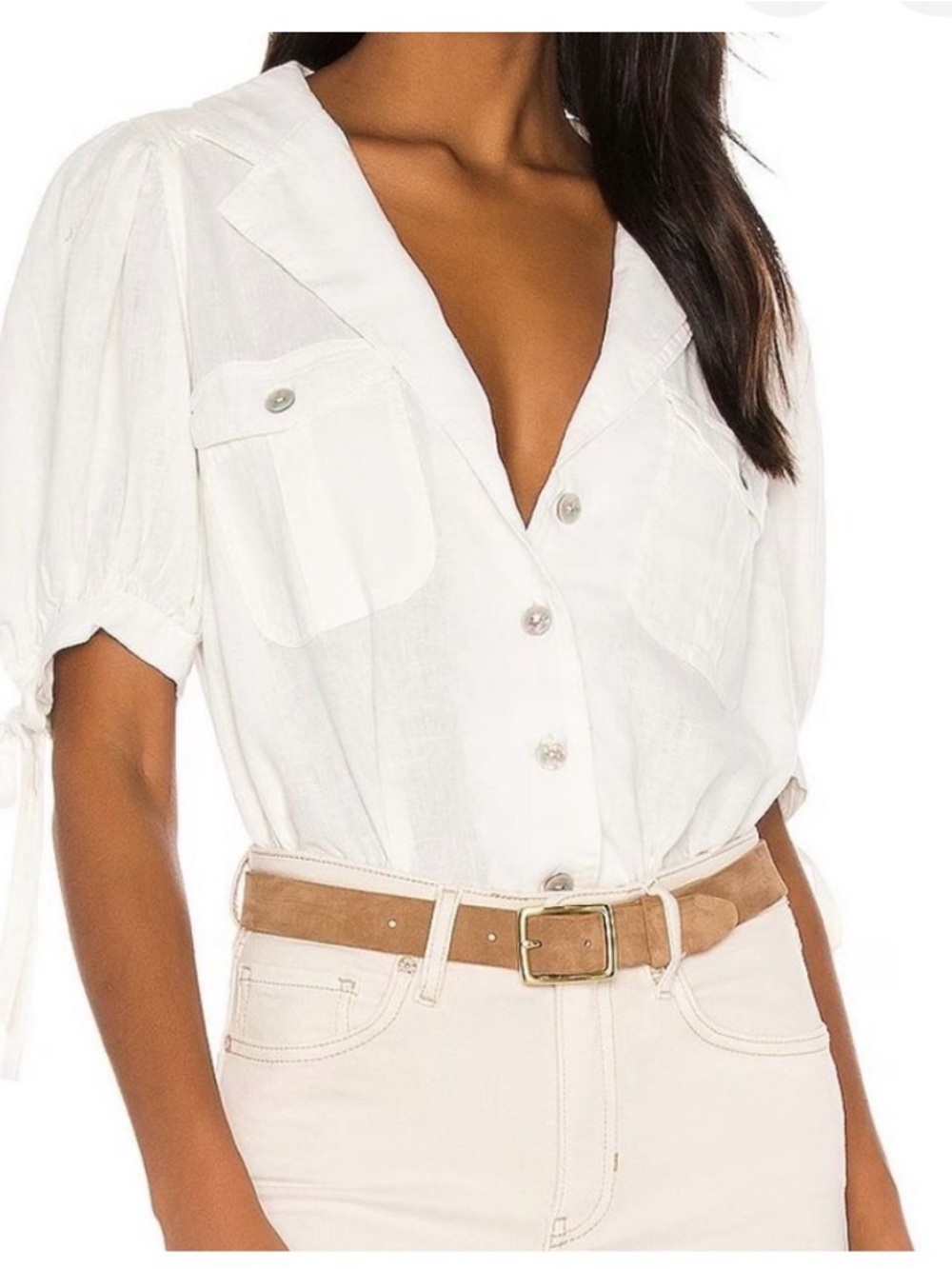 Free People safari babe linen blend top